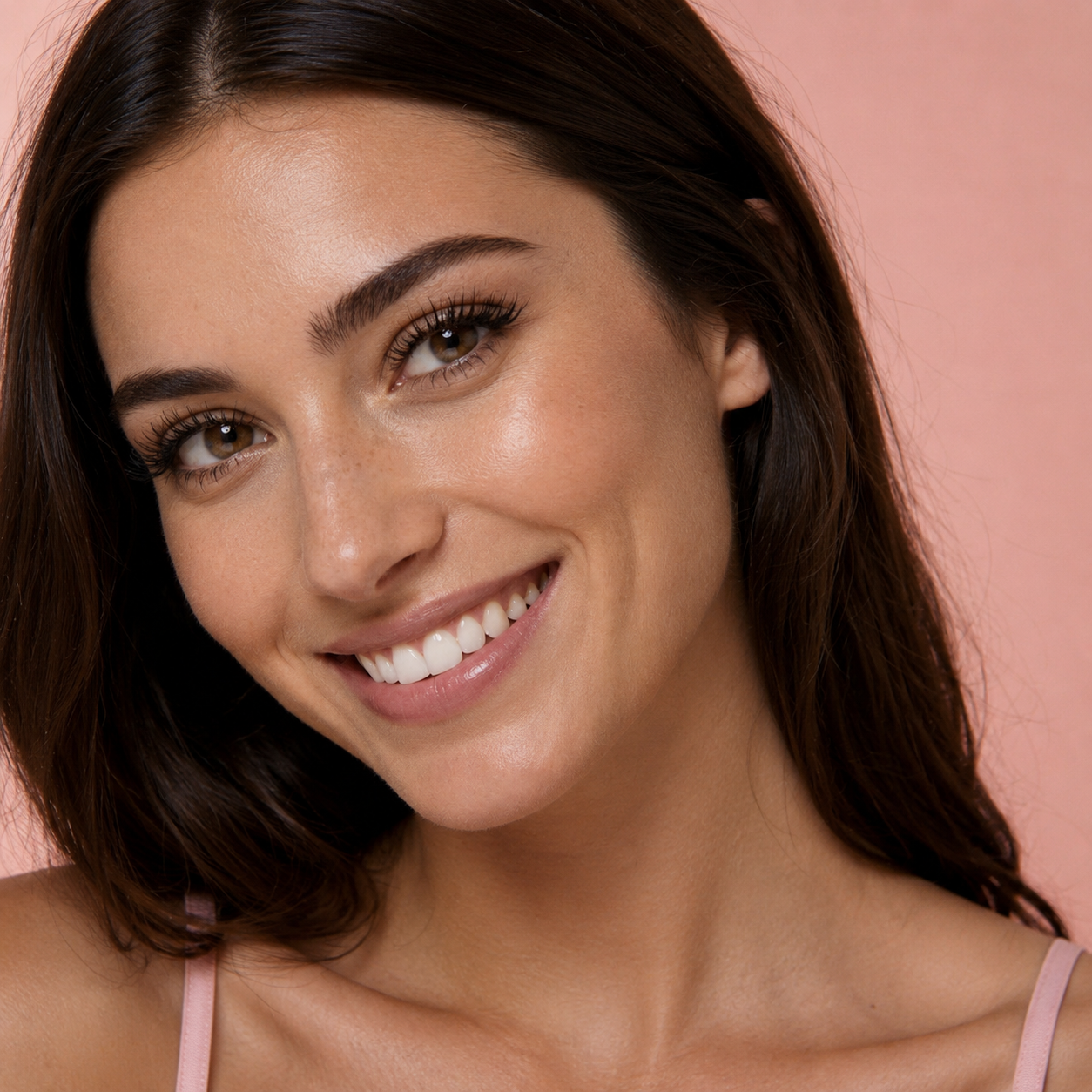Vrouw met lange volle wimpers - Lunevie natuurlijk wimperserum